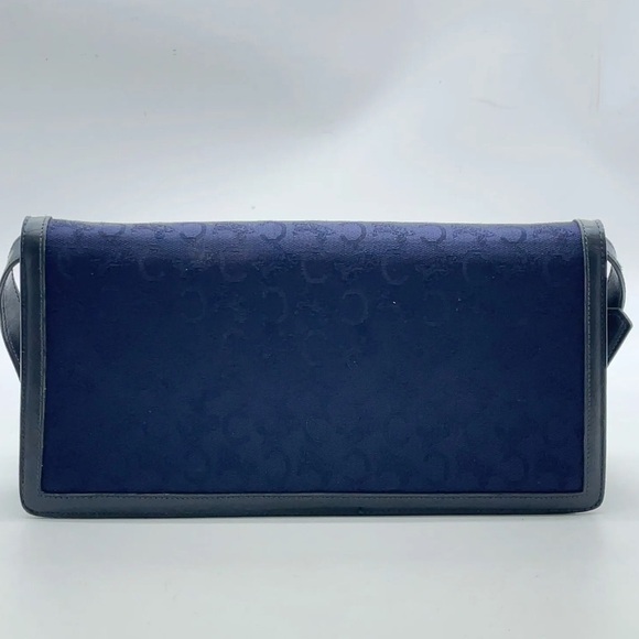 Authentic CELINE Linen Navy 2way Semi Shoulder Bag adjustable strap EUC - Picture 5 of 16